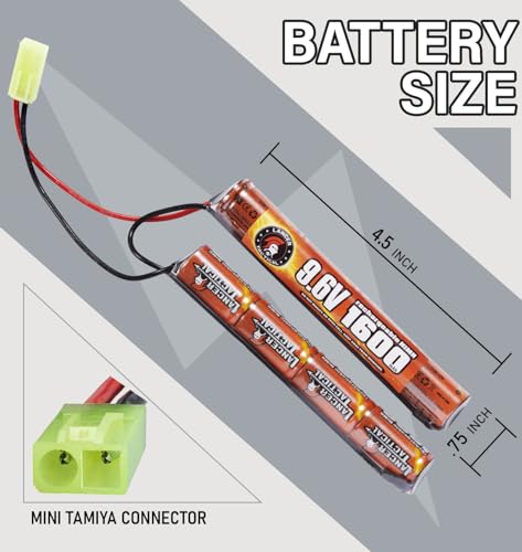 Lancer Tactical Nimh Airsoft Battery Compatible with Lancer AEG Airsoft,Pack of 2 (9.6V,1600 mAh Nunchuck) by Lancer Tactical - Image 3