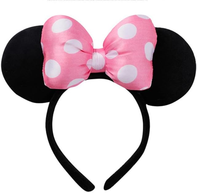 YYCRAFT Satin Polka Dots Ears Headband, Mouse Ears, Mouse Headband Park Outfit Cruise Hair Accessories