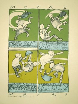 Metro November 2002 Limited Edition Silkscreen Music Poster by Jay Ryan Original Signed and Numbered Featuring: Hank Williams, Southern Culture On The Skids, Dismemberment Plan