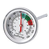 Stainless Steel Soil Thermometer Backyard Compost 5 Inch Long Stem 1.90 Inch Diameter, 0 to 180 Degr