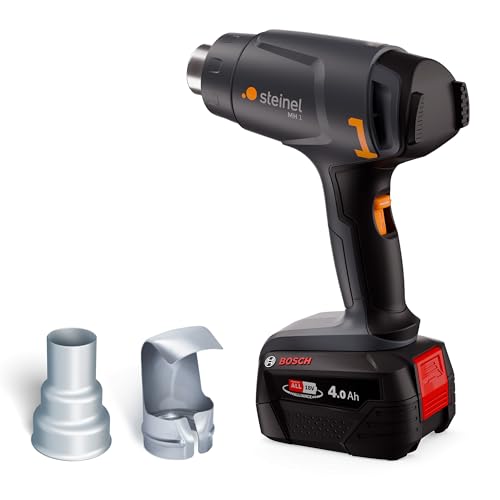 Steinel Pistola de aire caliente inalámbrica MH 1, incluye batería Bosch PFA 4.0 Ah 18V, decapador térmico inalámbrico, 2 niveles de temperatura 300 °C/450 °C