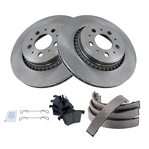 Image of TRQ Rear Brake Pad and Rotor Set Ceramic Compatible with 2008-2014 Volvo XC90