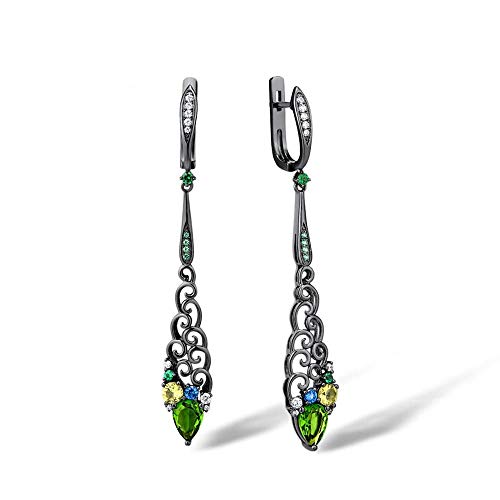 Boucles d'oreilles colorées pour femme avec de fines pierres élégantes pour la fête