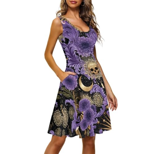 Image of TOADDITDO Womens Summer Sleeveless Tank Dress with 2 Side Pockets XS-4XL Plus Size