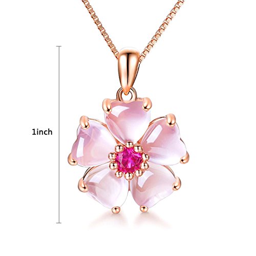 Rose Gold Cherry Blossoms Necklace for Graduation Pink Beautiful Artificial Stone Crystal Necklace Best Gifts for Women Friend Lover2