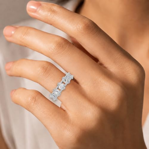 Houston Diamond District 1 to 6 Carat Oval Cut 5 Five Stone LAB GROWN Diamond Wedding Anniversary Stackable Ring Wedding Band (E/F Color, VS Quality) 14K White Gold 3.5 Carat Size-6.5 - 4