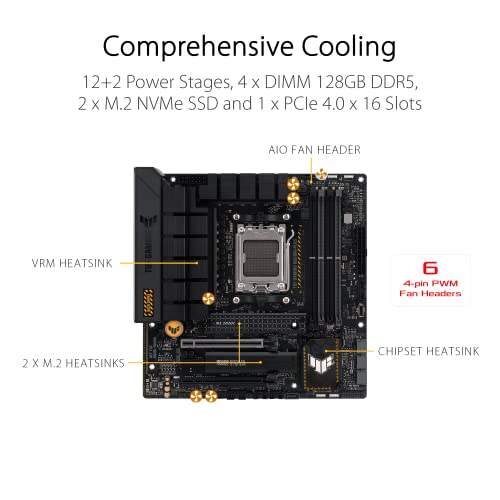 TUF GAMING B650M-PLUS Scheda Madre Gaming micro ATX, AMD B650, AM5, DDR5, 3xPCI 4.0, Realtek, Nero - Scheda madre - Immagine 3