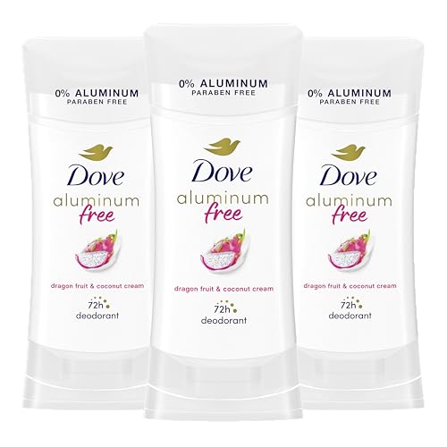 Dove Aluminum Free Deodorant for Women 3 Pack Dragon Fruit & Coconut Cream 72 hour odor protection 2.6oz