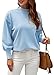 WEACZZY Sweaters for Women 2026 Long Lantern Sleeve Casual Loose Pullover Sweater Knitted Fall Fashion Tops Light Blue XXL