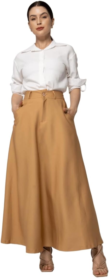 Saia longa feminina social com bolso evangélica ALFAIATARIA sai-007