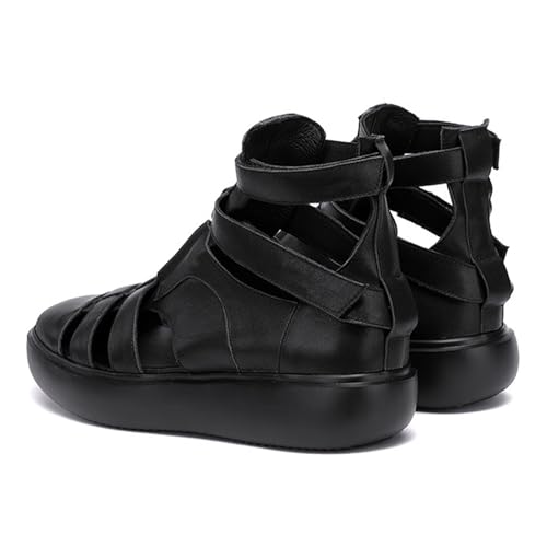 MILDSEVEN Classical Men's Business Roman Sandals, Handmade Retro Closed Toe Beach Shoes, Weave Fashion Casual Fisherman Shoes, 154