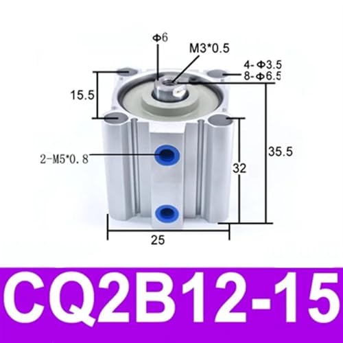 Cilindro neumático doble efecto CQ2B de carrera corta mini 3