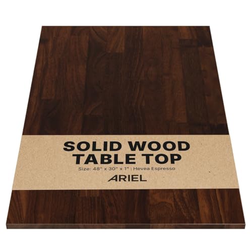ARIEL 48 x 30 x 1 Hevea Espresso Finished Solid Wood Table Top