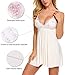 ADOME Women's Nightgowns Embroidered Sexy Lingerie Lace Full Slip Dress White Small