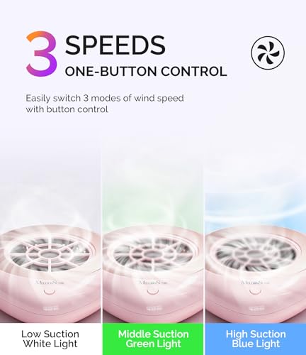 Image of MelodySusie Compact Cordless Nail Dust Collector, PProR 6000RPM Mini Nail Vacuum Fan with 3 Suction Modes and 30 Disposable Filter Papers for DIY & Daily Nail Care,Pink