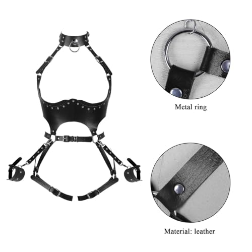 Image of Women Punk PU Leather Body Waist Belt Bodysuit Bondage Body Harness Belt Lingerie Leg Garter BDSM