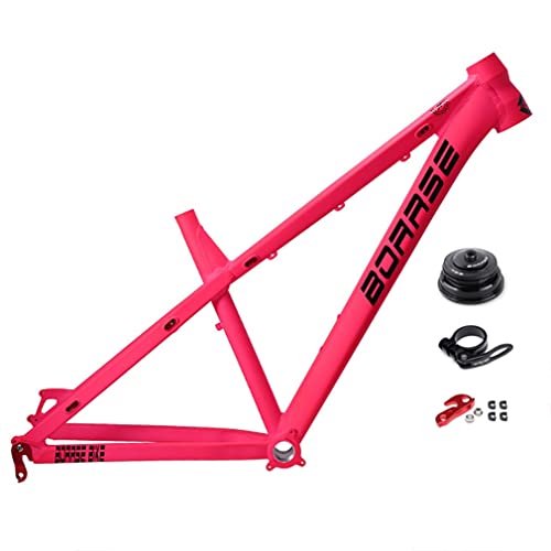26er 27.5er Mountain Bike Frame Hardtail DH/XC/AM Bike Frame 17'' Disc Brake Aluminum Alloy Frame QR 135mm (Color : Pink, Size : 26x17'')