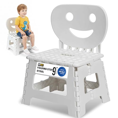 MY DIY Folding Step Stool – 2-in-1 Foldable Chair & Step Stool - Sturdy & Lightweight Step Stools Supporting up to 150kg - Easy Carry Handles, Flat Foldable Stools for Adults & Kids Use at Home/Office