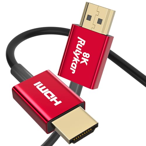 Rulykar �����^8K HDMI�P�[�u�� 1m/3�t�B�[�g ����48Gbps �����^ HDMI 2.1 ��3.6mm 8K@60Hz 4K@120Hz Dynamic HDR eARC PS5 Xbox One NS GH5S 8KUHD TV�ɑΉ�