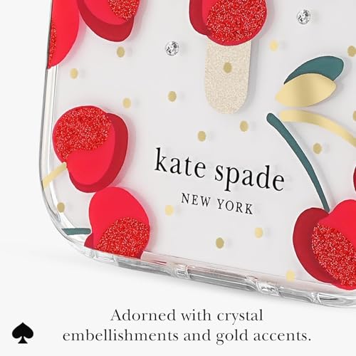 Image of kate spade new york iPhone 17 Case - Cherry Dot Gems | Compatible with MagSafe - Lightweight Designer Case for iPhone 17 with Anti-Scratch Coating and Cherry Dot Design
