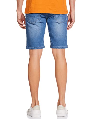 Image of The Indian Garage Co Men Slim Fit Solid Mid-Rise Denim Shorts