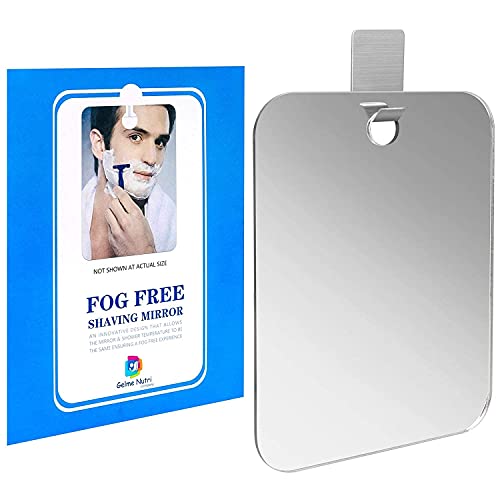 Original Anti-Fog Shower Mirror Fogless Bathroom Shaving Mirror Removable Handheld Mirror Shatterproof Portable Travel Mirror Washroom Suction Shaving Mirror with 1 Adhesive Hook &1 Suction Cup Hook