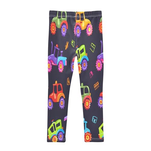 Bolaz Toddler Girls Leggings Printed Yoga Pants Leggings Blue Green Car Tractor for Kids2