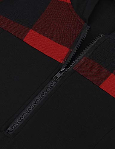 Vivilli Tunic Hoodie For Women Plus Size,Ladies Loose Casual Flattering Plaid Long Sleeve Hooded T Shirt Tunic Length Hoodies Pullover Dressy Hooded Sweatshirts Womens Tunic Tops Black Xl #TOP3