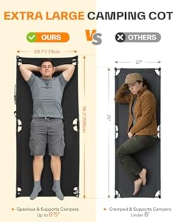 Sportneer Lettino da campeggio, lettino militare portatile per dormire, 198,9 x 72,9 x 37,1 cm, letto pieghevole resistente per adulti e adolescenti