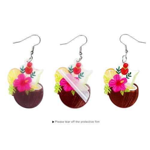 Hawaiian Cocktail Drink Earrings Bohemia Colorful Cute Wineglass Drop Dangle Earrings for Women Summer Beach Party Vacation Earrings Holiday Jewelry Gift3