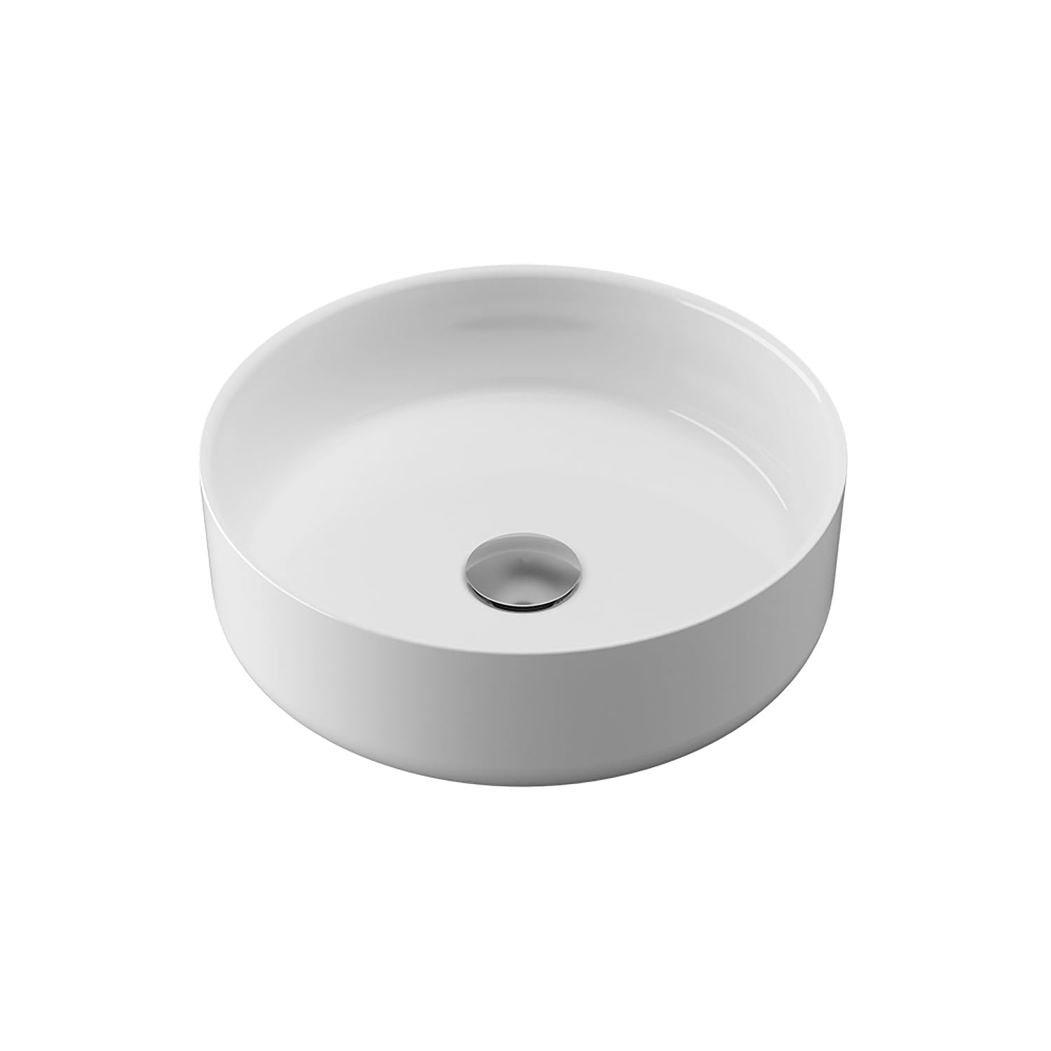 Lavabo da Appoggio Senza Troppo Pieno 36x36x12 cm Tondo in Ceramica Bianco Lucido per Mensole da Bagno Sospese