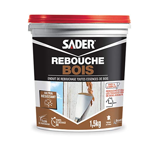 Sader Rebouche Bois en Pâte – Enduit de Rebouchage Extérieur et Intérieur – Pour Combler Trous et Fissures Jusqu'à 1 cm – Pâte Sans Solvant –...