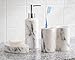 Home Basics Marble Design Look, Ceramic 4-Piece Durable Bath Accessory Set, includes Lotion Dispenser, Soap Dish, Tumbler, Toothbrush Holder