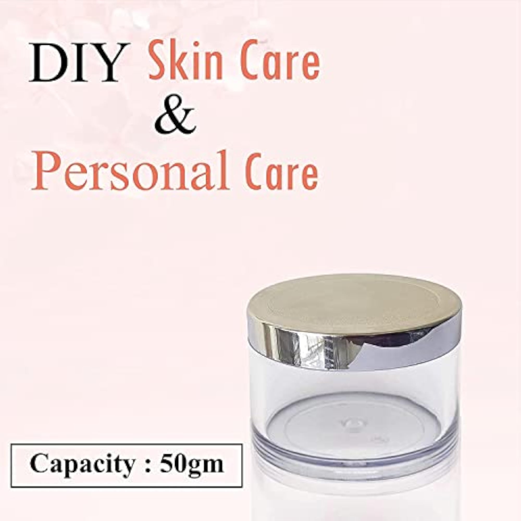 50 GM Empty Acrylic Clear Cosmetic Container with Silver Lid