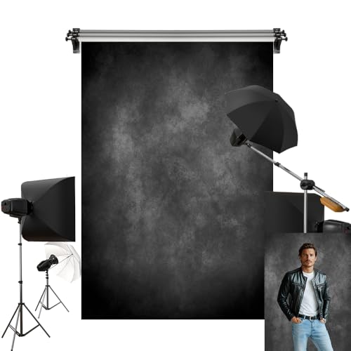 Toile de fond noire Kate 2x3m effet texture abstraite pour studio