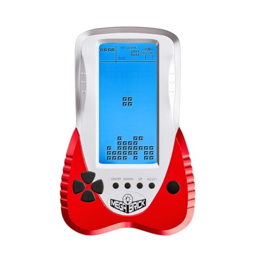 TAQY Blue backlit Block Game Console 3398 in 1 Retro Nostalgia Racing/Tank Battle/Snake Pocket Puzzle Game Console Handheld Portable Brick Toy Console Gifts for Teenagers/Children (Red)