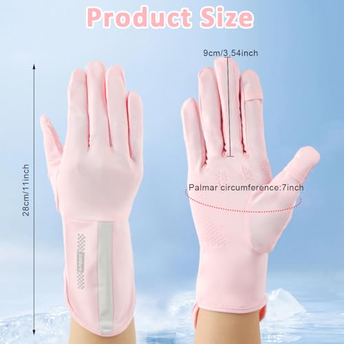 Image of PALAY Sun Protection Gloves UPF 50+ Summer Bike Gloves for Women Bike Riding Driving Golfing, Breathable Nylon Ice Silk Outdoor Hand Glove with Wrist Extension, Touch Screen Design (Pink)