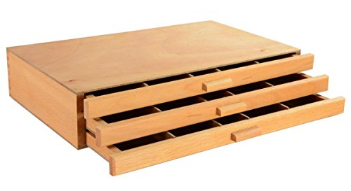 Displays2go 3-Drawer Wood Art Box for Tools