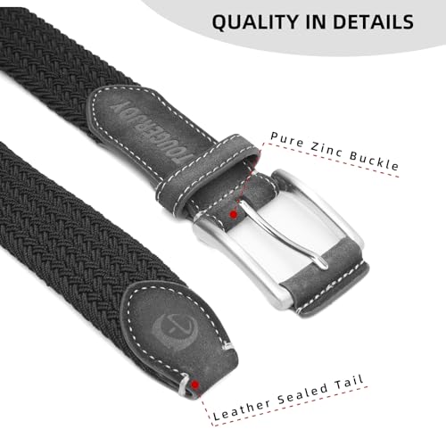 Stretch Braided Woven Belt for Men 2 Pack,Mens Gift Web Belt No Hole Elastic for Casual Golf Jeans4