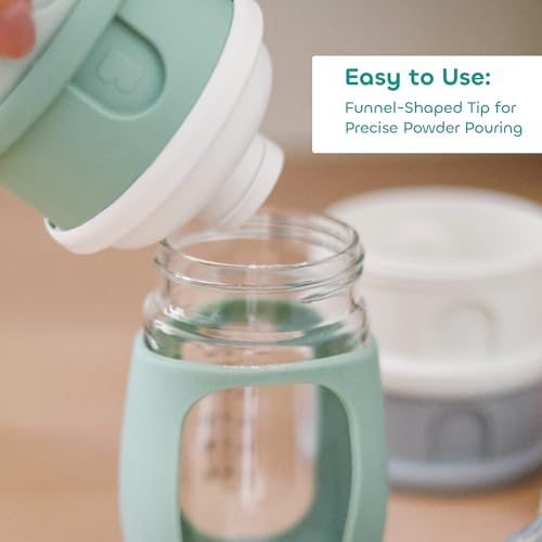 Image of Beaba Stacked Formula Container - Airtight Multifunctional Storage Container for Storing Milk Powder and Baby Food, 4 Interchangeable Compartments, Microwave Safe, Travel Friendly, Cotton & Sage Green