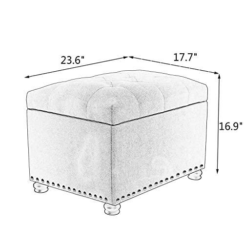 Joveco Storage Ottoman Rectangular Fabric Organization Tufted Bench Footrest for Living Room Bedroom (Beige) - Image 4