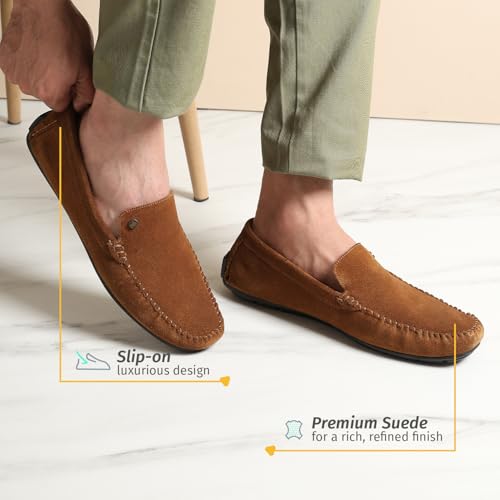 Image of YOHO Loafers for Men | Leather Slip-On Loafers | Stylish, Flexible Shoes with Footpharma Footbed | Comfortable Party, Office & Casual Footwear | Lofos 001