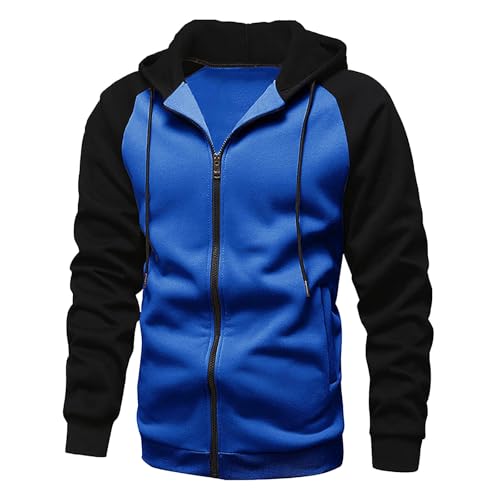 Mens Zip up Hoodie Casual Loose Fall Sweatshirt Heavyweight Fleece Jacket Raglan Sleeve Sweatshirts with Pockets