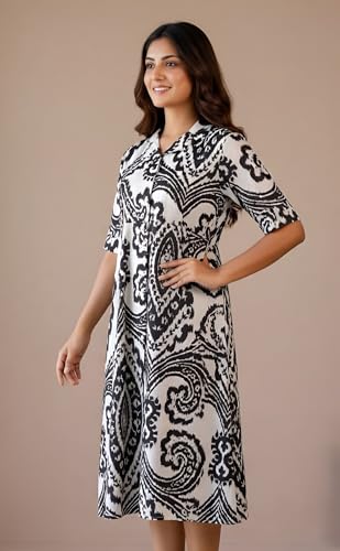 Image of Leriya Fashion Summer Dress for Women | Short One Piece A-Line Midi Dress | Lightweight Vacation Wear & Daily Casual Outfit