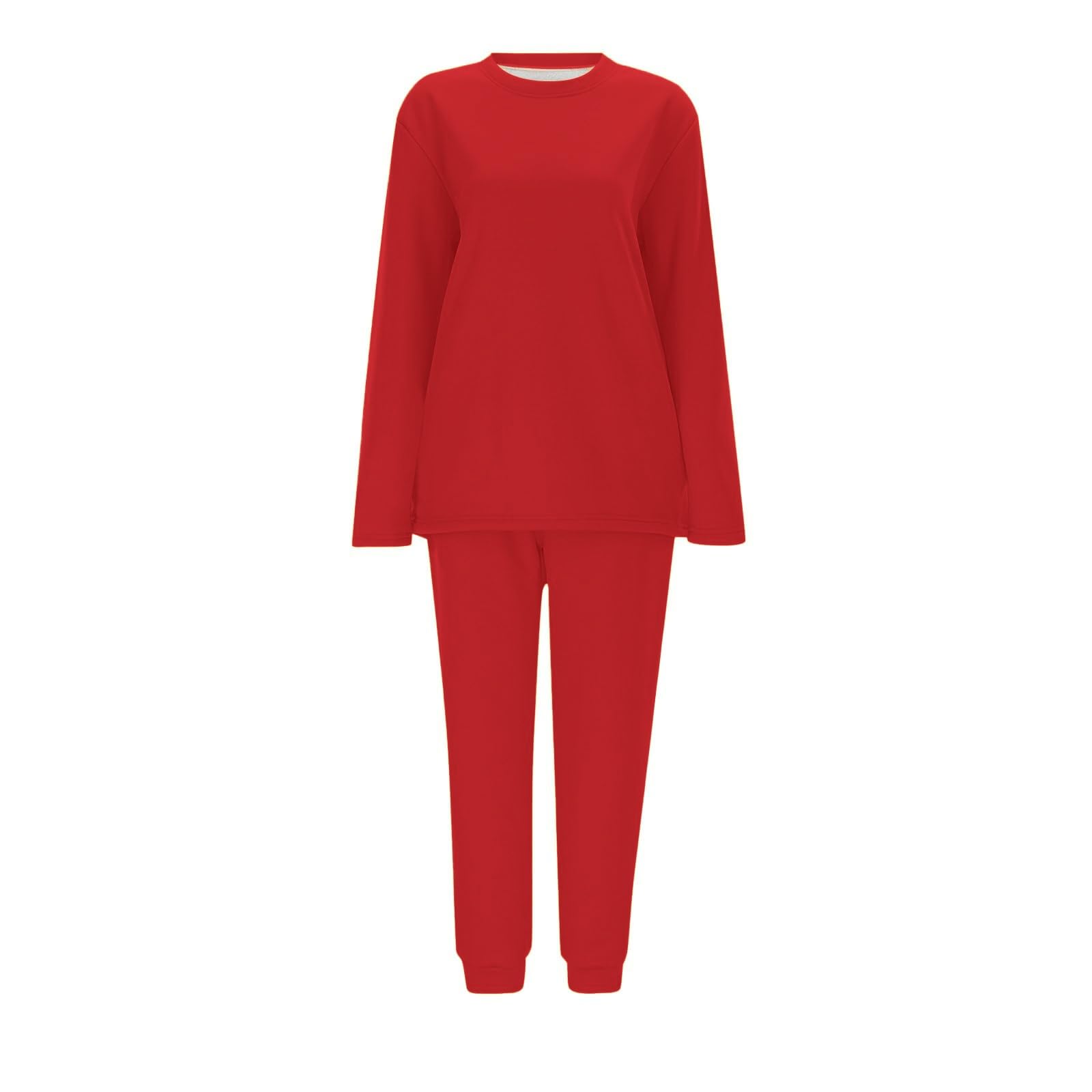 Conjunto de Pijama de Sudadera y Pantalones con Forro para Mujer para Calidez Invernal con Traje de Felpa Tops cómodos y Holgados Ropa de Estar por casa cálida de Invierno para Mujer