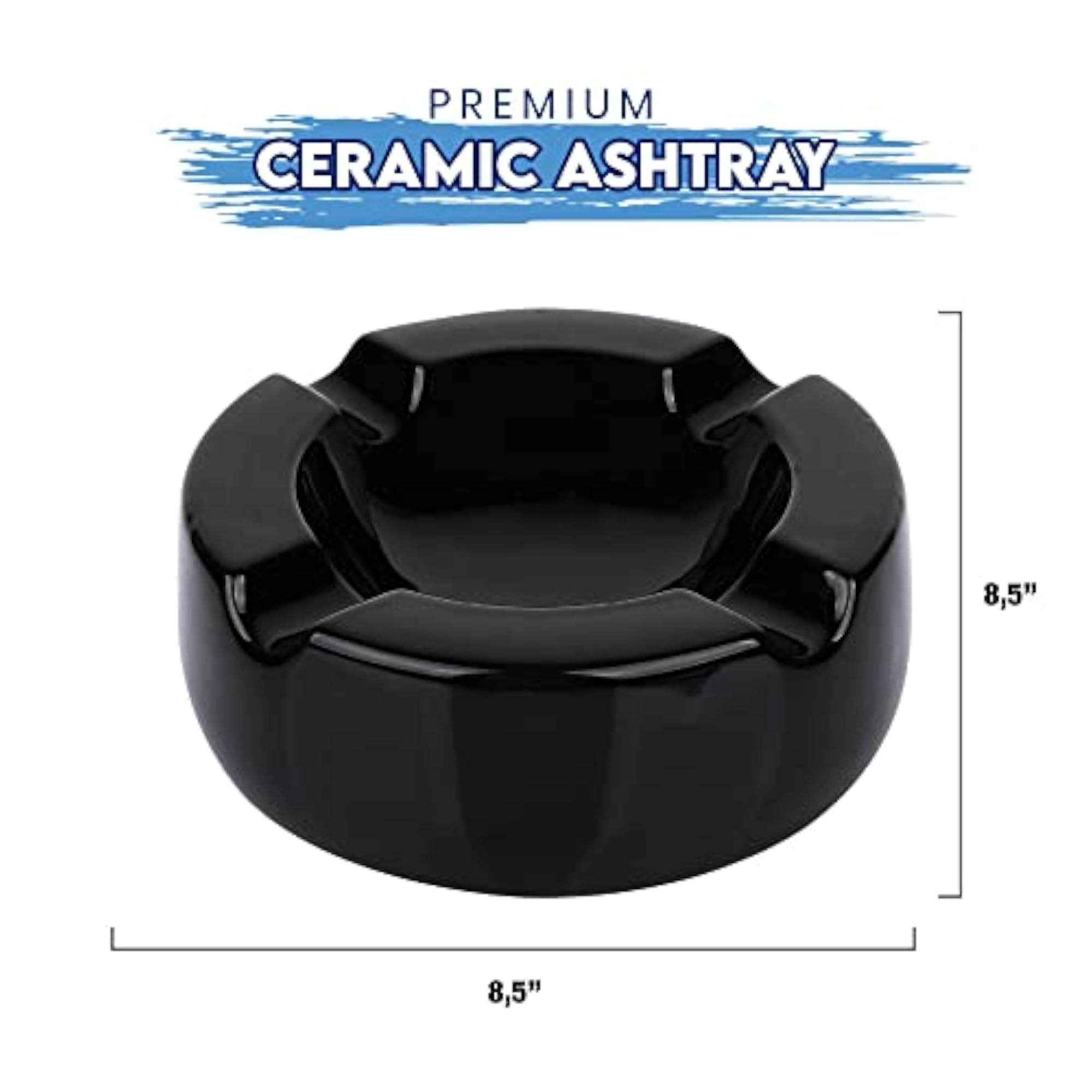 Cigar Ashtray Outdoors Ash Tray, Round 8.5 inch Ceramic