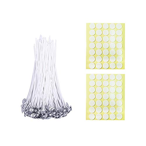 Reviews de Mechas - los más vendidos. 46 BEADNOVA - Mechas de vela de 6 pulgadas, 50 piezas con calcomanías de gran cadena de velas de algodón y calcomanías de doble cara para hacer bricolaje