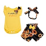 BABESIDE 3 Pcs Reborn Baby Doll Clothes Set for 17-22 Inch Dolls, Sunflowers Pattern Accessories With Headband for Realistic Girls, Yellow & Black