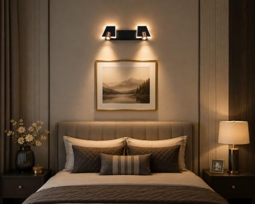 Image of FILLISKA 3 in 1 Double Wall spot /Picture /Display /Mirror Light with Adjustable Head and Colour Changing Function (3 in 1, Black & FrenchGold-6571)