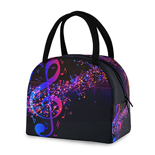 Lunch Bag Abstract Music Note Art Painting Insulated Lunch Box Leakproof Zippered Lunch Tote Bag Large Cooler Bag With Front Pocket For Women/Men Work School Girl Boy #TOP1